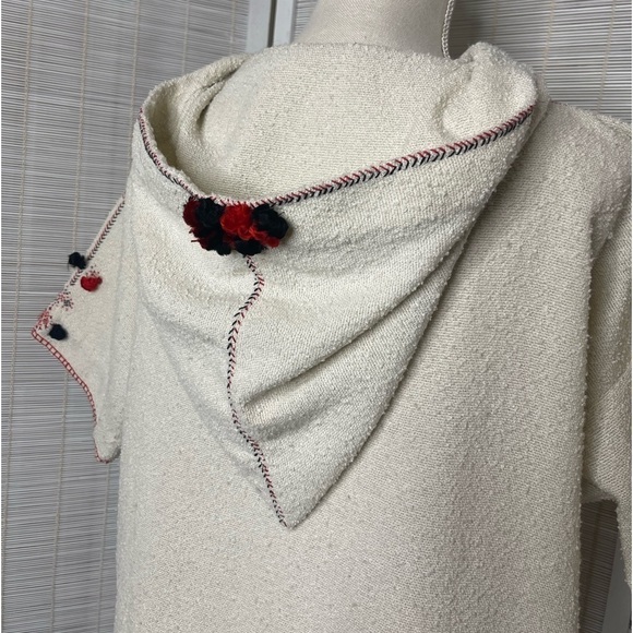 Isabel Marant Étoile Short Sleeve Poncho Top Cream Red Black Size XL - Picture 6 of 10